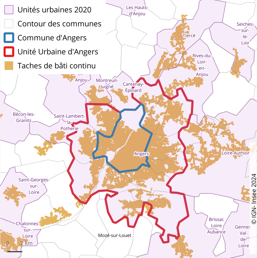 Figure 1 – Angers, ville centre d’une unité urbaine de 248 000 habitants